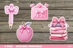 Yarn Valentine Stickers PNG. Teacher Sticker PNG Product Image 1