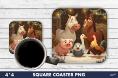 Farmhouse Coaster PNG. Christmas Coaster Sublimation Product Image 1