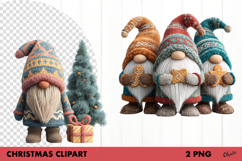 Cute Christmas Gnomes Clipart PNG Product Image 1