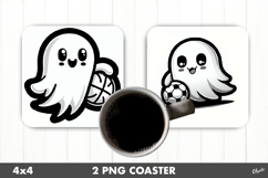 Sports Ghost Coaster PNG, Cute Halloween Ghost Coaster Product Image 1