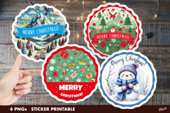 Christmas Stickers PNG. Christmas Round Sticker Product Image 1
