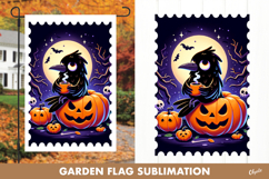 Halloween Garden Flag Sublimation. Cute Crow PNG Product Image 1