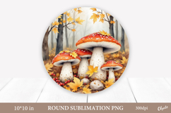 Mushrooms Sublimation, Autumn Forest Round Sign PNG Product Image 1