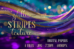 Glitter Teal Violet Golden Stripes backgrounds|Digital Paper Product Image 1