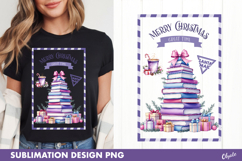 Lilac Christmas Post Stamp Sublimation PNG, Tshirt Design Product Image 1