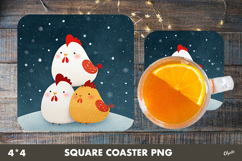 Funny Bird Coaster Sublimation. Christmas Square Coaster Product Image 1
