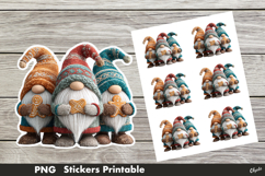 Knitting Gnome Sticker PNG. Christmas Gnome Stickers PNG Product Image 1