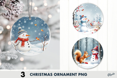 Snowman Ornament Sublimation PNG, Christmas Ornament  Product Image 1