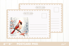 Christmas Card PNG. Cardinal Postcard PNG Product Image 1