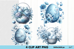 Blue Easter Clipart PNG. Easter Egg Clipart Product Image 1