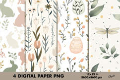 Easter Digital Paper PNG, Easter Scrapbook Paper PNG Product Image 1