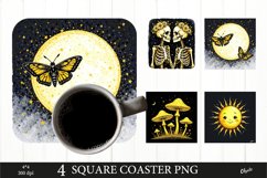 Black Magical Coaster PNG. Black and Gold Coaster PNG Product Image 1