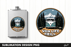BBQ Retro Round Sublimation PNG, Flask BBQ Grill PNG Product Image 1