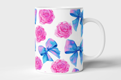 Watercolor Rose with Bow Seamless Pattern and Digital paper Product Image 7