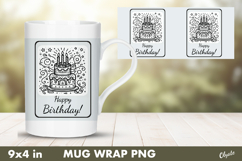 Cake Birthday Mug Wrap PNG. Birthday Sublimation Product Image 1