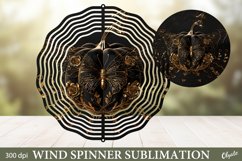 Black Pumpkin Wind Spinner PNG. Wind Spinner Sublimation PNG Product Image 1