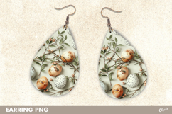 Earring Watercolor Sublimation. Easter Earrings Teardrop PNG Product Image 1
