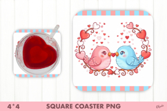 Couple Bird PNG, Valentines Day Coaster Sublimation PNG Product Image 1