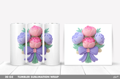 Spring Flower Bouquet Tumbler PNG, 20 OZ Tumbler Wrap Product Image 1