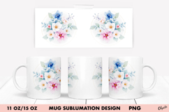 Watercolor Flower Mug Wrap Sublimation. 11 OZ, 15 OZ Mug Product Image 1