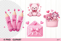 Teacher Valentine Clipart. Pink Crochet Teacher Clipart PNG Product Image 1