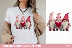 Pink Gnome Sublimation, Valentine Gnome Sublimation Product Image 1