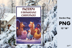 Farmhouse Christmas Garden Flag PNG. Animal Farm PNG Product Image 1