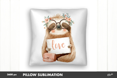 Sloth with Love Quote, Valentine Love Pillow PNG Product Image 1