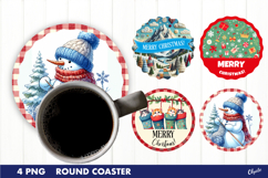 Christmas Coaster PNG. 4 Round Coaster Sublimation Product Image 1