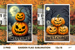 Pumpkin Monster Garden Flag PNG. Halloween Garden Flag Product Image 1