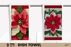 Crochet Poinsettia, Christmas Dish Towel Sublimation Product Image 1