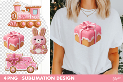 Gingerbread Sublimation. Pink Christmas Sublimation PNG Product Image 1