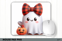 Halloween Mouse Pad Sublimation PNG. Cute Ghost PNG Product Image 1