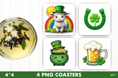 St Patrick’s Day Coaster Sublimation, Patricks Coaster PNG Product Image 1