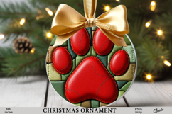Dog Christmas Ornament PNG, Paw Sublimation PNG Product Image 1
