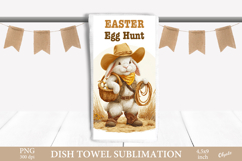 Easter Bunny Dish Towel PNG. Western Bunny Sublimation Product Image 1