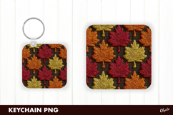 Crochet Autumn Leaves Square Keychain PNG Product Image 1