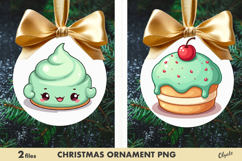 Christmas Ornament Sublimation. Kawaii Round Sign PNG Product Image 1