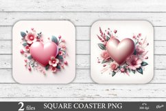 Romantic Heart Coaster PNG. Valentines Day Coaster PNG Product Image 1