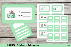 Birthday Stickers PNG, Kawaii Birthday Sticker Printable PNG Product Image 1