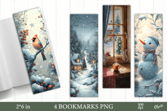 Watercolor Christmas Bookmark PNG, Cozy Winter Bookmark Product Image 1