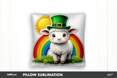 St Patrick’s Day Pillow Sublimation, Patricks Baby Lamb PNG Product Image 1