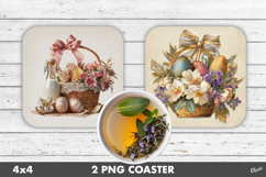 Festive Easter Basket Coaster Sublimation PNG Product Image 1