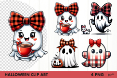 Cute Ghost Clipart PNG. Halloween Clip Art Sublimation Product Image 1