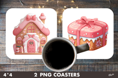 Christmas Gingerbread Coaster, Pink Bake PNG Product Image 1