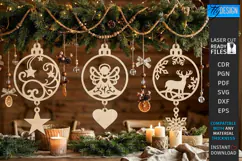 Wooden Christmas Ornament Laser Cut | Hanging Ornament Laser Product Image 1