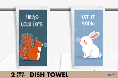 Winter Animal Dish Towel Sublimation PNG Product Image 1