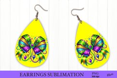 Mardi Gras Earring PNG. Coquette Bow Heart Earring PNG Product Image 1