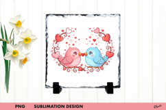 Valentine Birds Slate Sublimation, Lovery Birds PNG Product Image 1