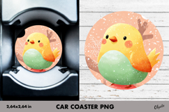 Christmas Cute Bird, Winter Car Coaster PNG Product Image 1